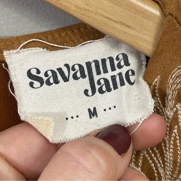 Savanna Jane Glory Days Embroidered Faux Suede Dress. Women’s size medium - Picture 5 of 11